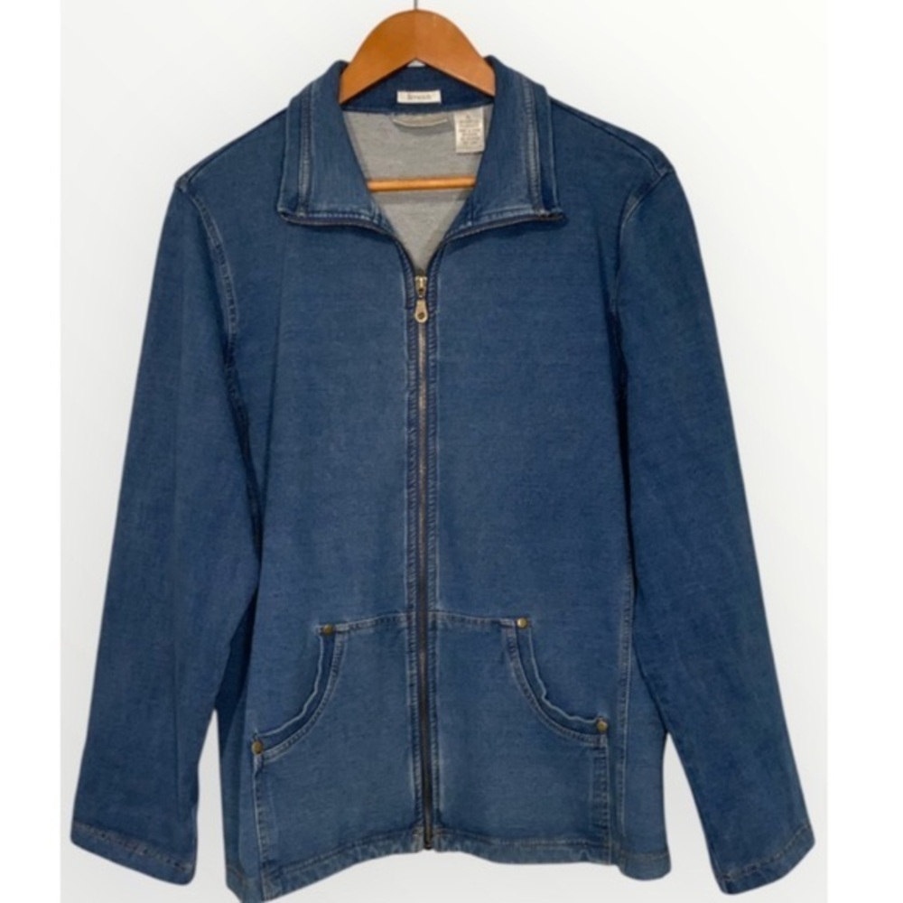 Draper’s & Damon’s Blue Denim Look Stretch Cotton Zip Up Normcore Jacket XL